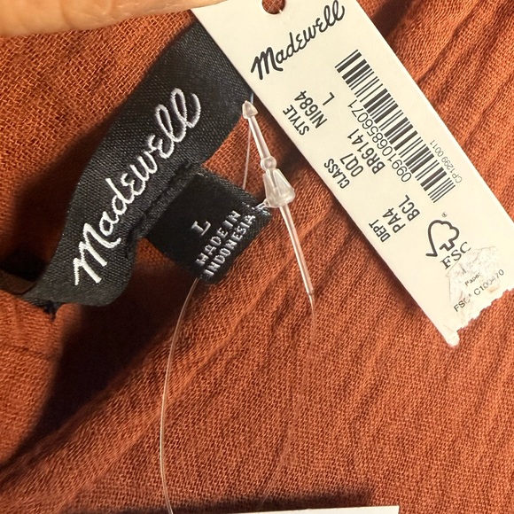 Madewell Lightspun V-Neck Midi Dress in Burnt Clay Size Large - Picture 11 of 13